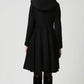 Black Winter Hooded Wool Coat 1121