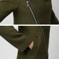 Womens Short Green Wool Coat with Oversized Hood  1128#