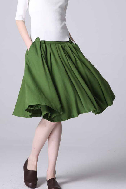 women's pleated midi skirt in Green 1188#