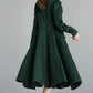 Long Dark Green Wool Coat 2398