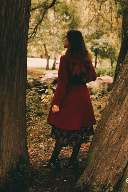 Red swing hooded princess coat 2415