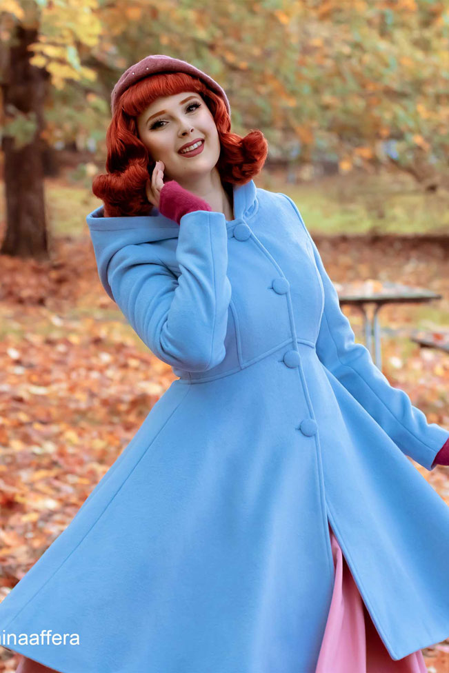 Blue swing princess coat with hood 2419