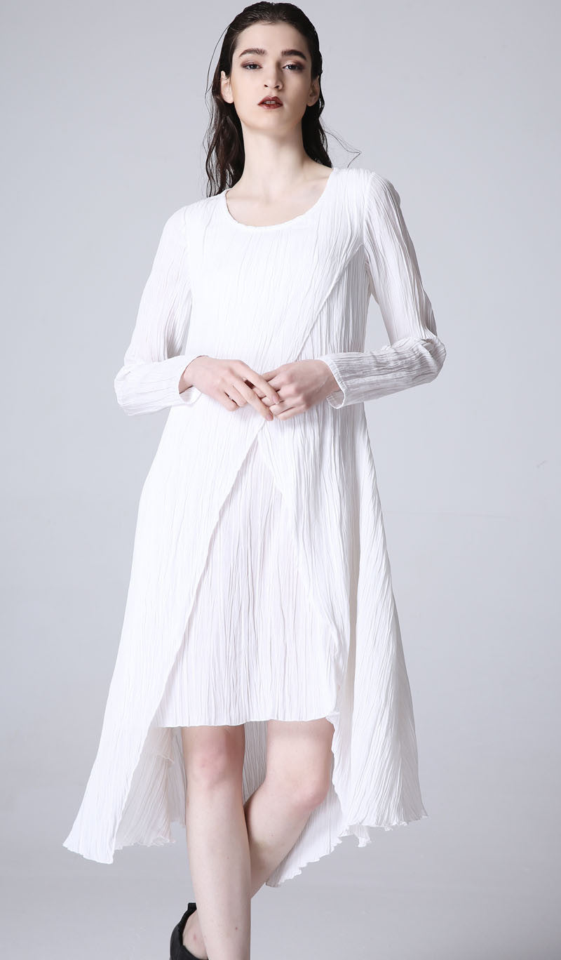 White linne dress mini dress prom dress women summer dress （1171）