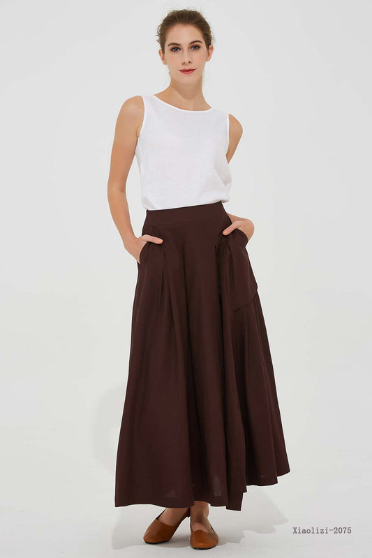 brown linen skirt