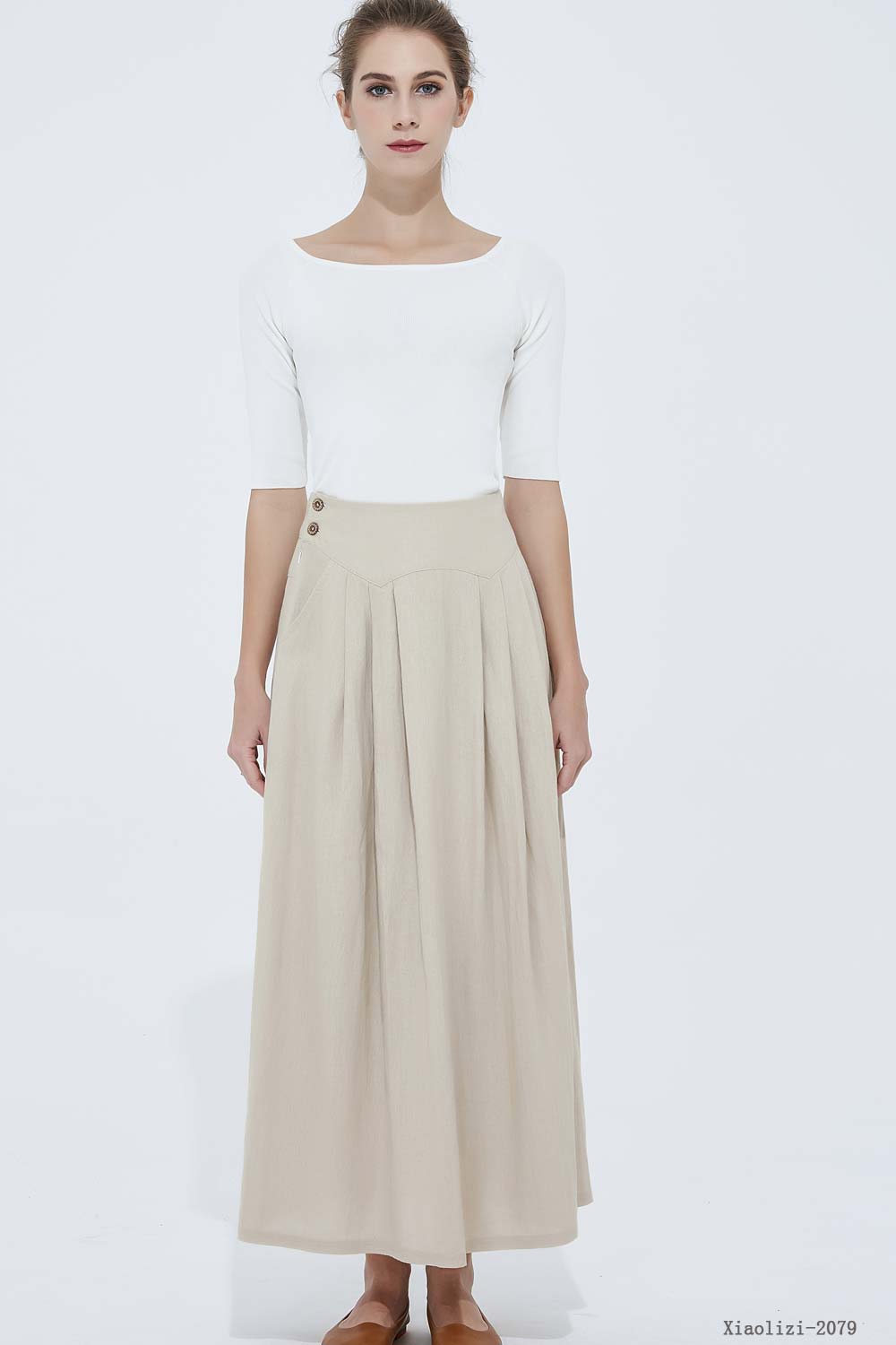 beige linen skirt, long womens skirt 2079# – XiaoLizi