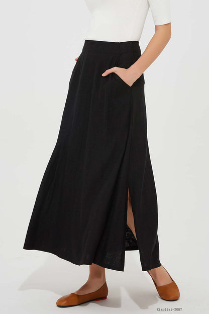 black linen skirt