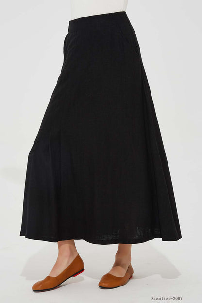 black linen skirt