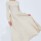 long sleeve swing prom dress in beige 2104#