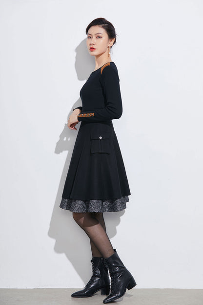 Vintage Wool Short Skirt – Handmade Fit & Flare Above Knee | Xiaolizi 2328