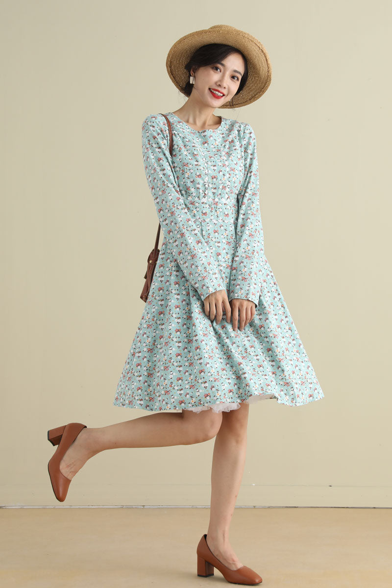 Long sleeves Floral Cottagecore Dress with pockets 279501 Xiaolizi Long sleeves Floral Cottagecore Dress with pockets 279501 Xiaolizi