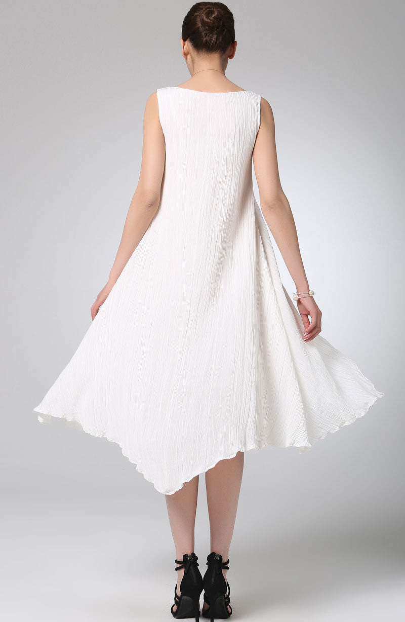 White linen dress mini cute dress (1230) - XS(0) White linen dress mini cute dress (1230) - XS(0)