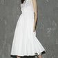 white cotton sleeveless long womens dress with summer 1302