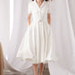 White Button front Midi Shirtwaist Dress 3376#
