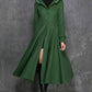 Women's swing long coat for winter in Green 1345#