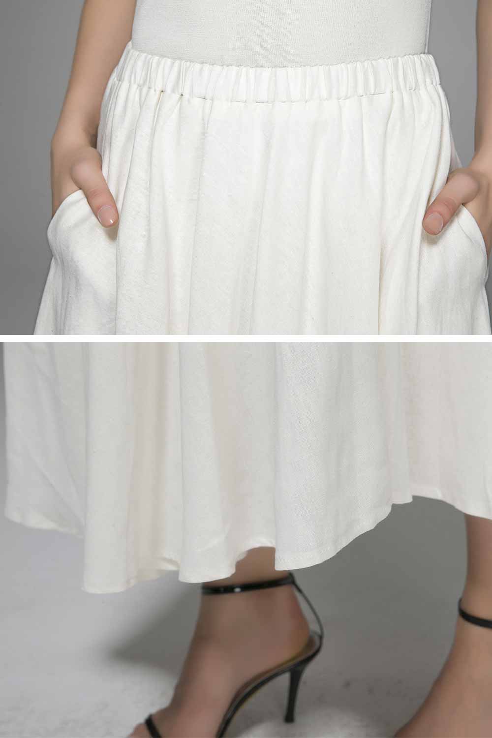 Elastic wasit maxi long linen skirt for women 1392#