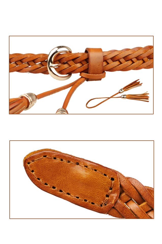 Leather woven dress decorative waist rope casual joker tassel belt YD001