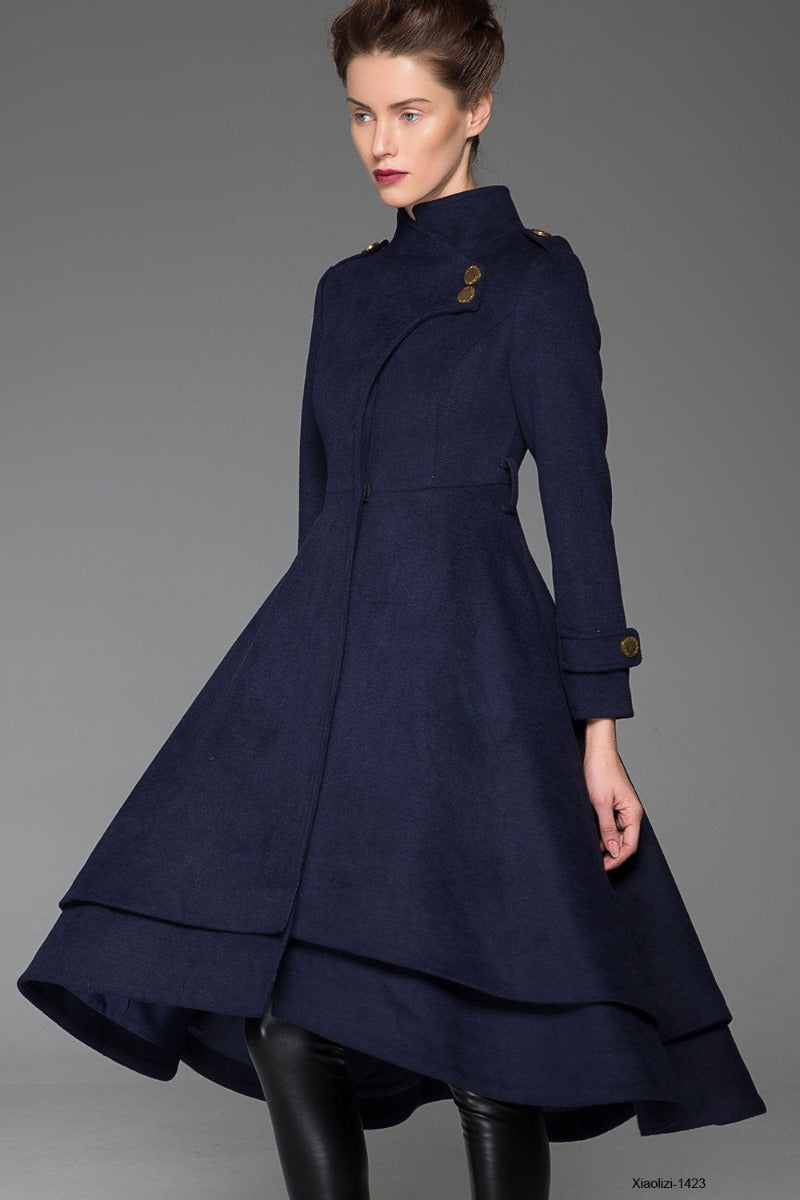 Vintage Inspired Asymmetrical Wool Coat 1112