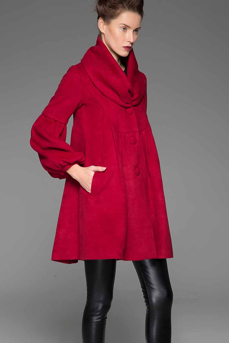 Wine Red Coat Winter Warm jacket coat 1426#
