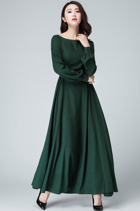 Vintage inspired Medieval Linen maxi dress 1454