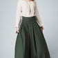 olive green pleat maxi skirt 1481#
