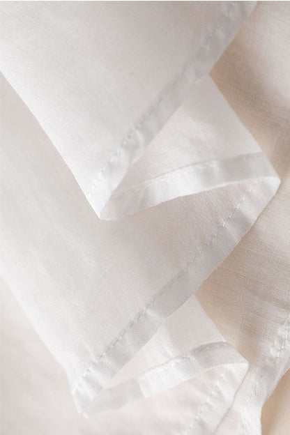 White Linen Maxi Skirt - Elastic Waist, Flowing Silhouette 3597