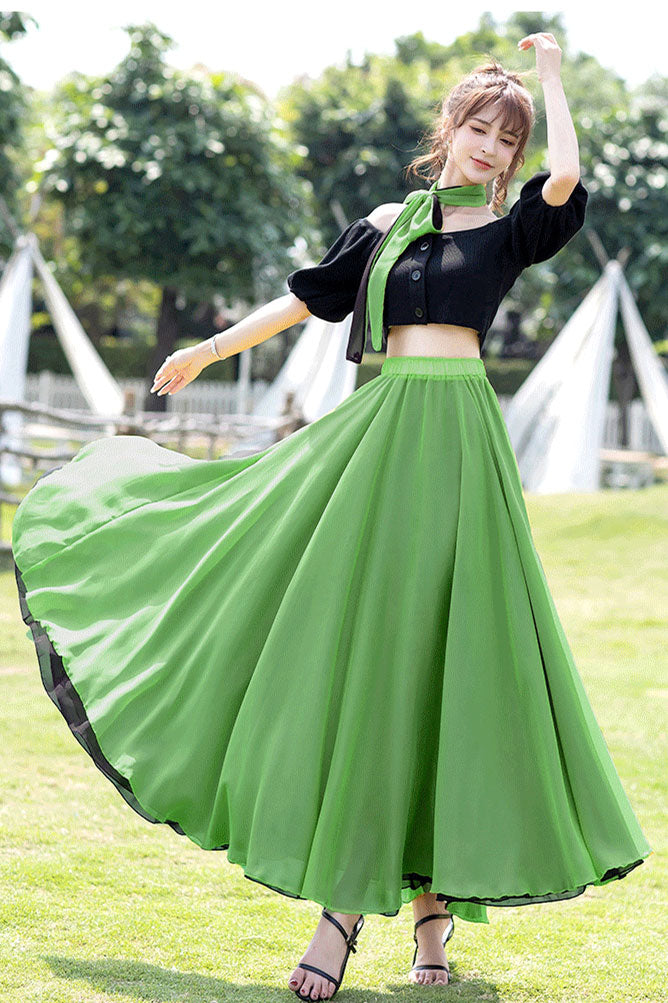 Summer Chiffon Reversible Big Swing Dance Skirt 2940