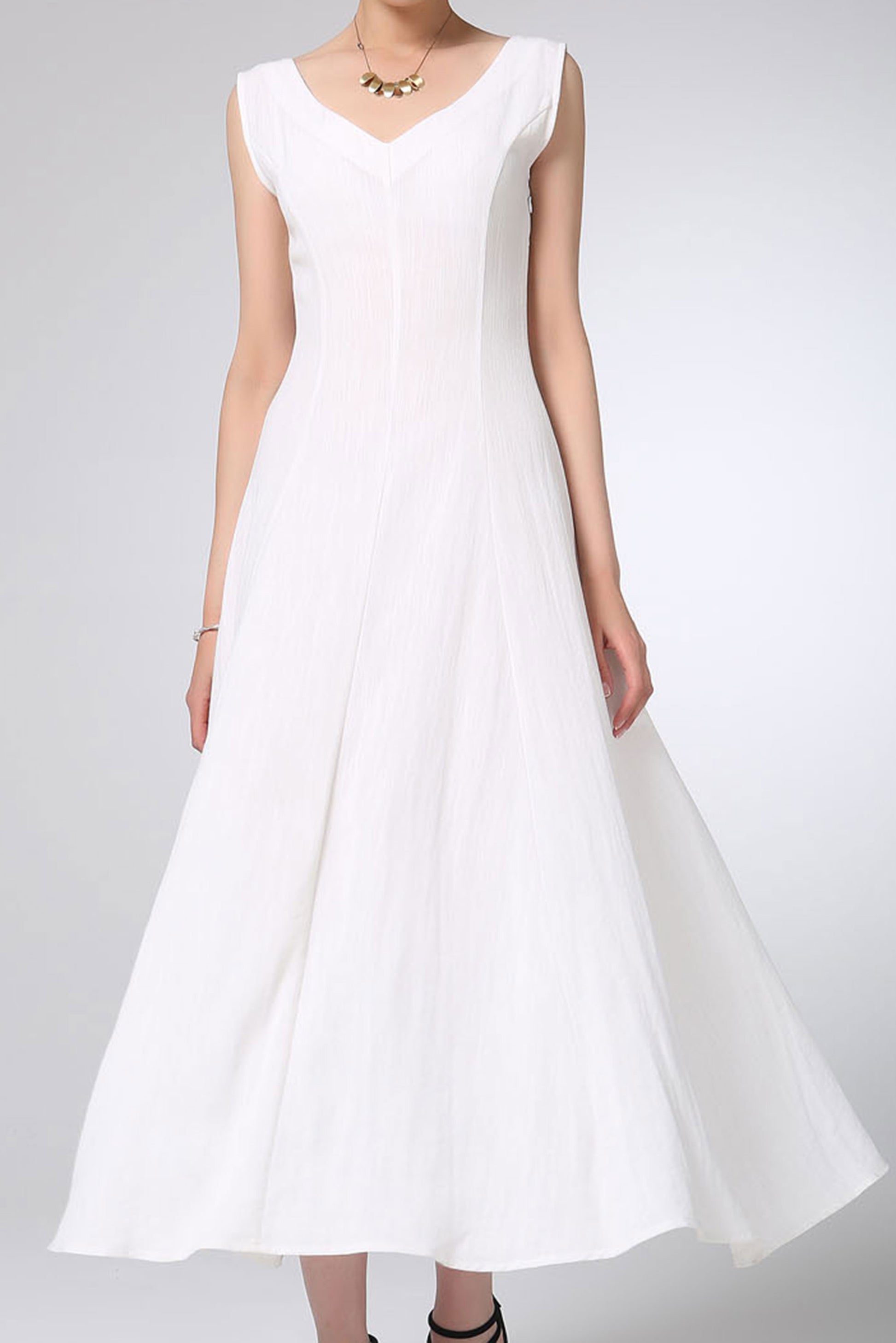 white v neck flowy dress Elegant White Vacation Maxi Dress Deep V Lace Cami Gown ZINNTRA