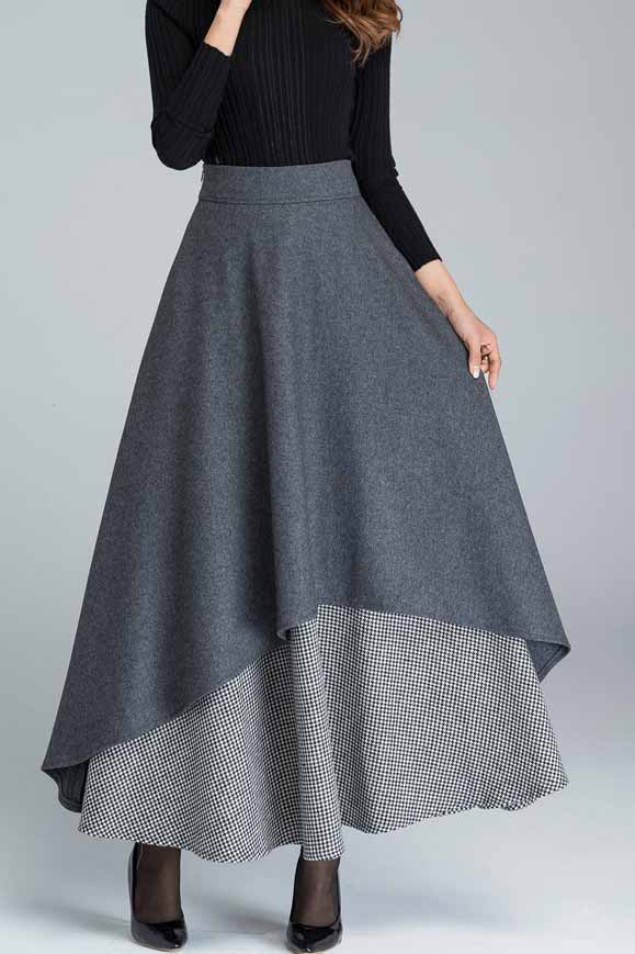 Women's Swing layered wool skirt 1625#
