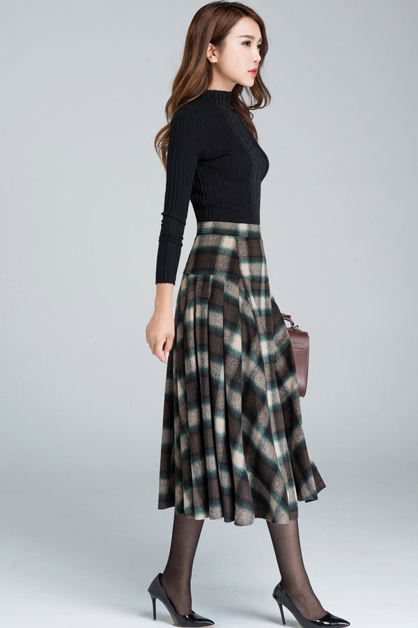1950s plaid flare skirt, women's midi skirt 1626# – XiaoLizi
