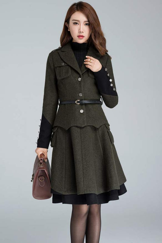 womens black long wool trench coat for winter with hood 1638# – XiaoLizi