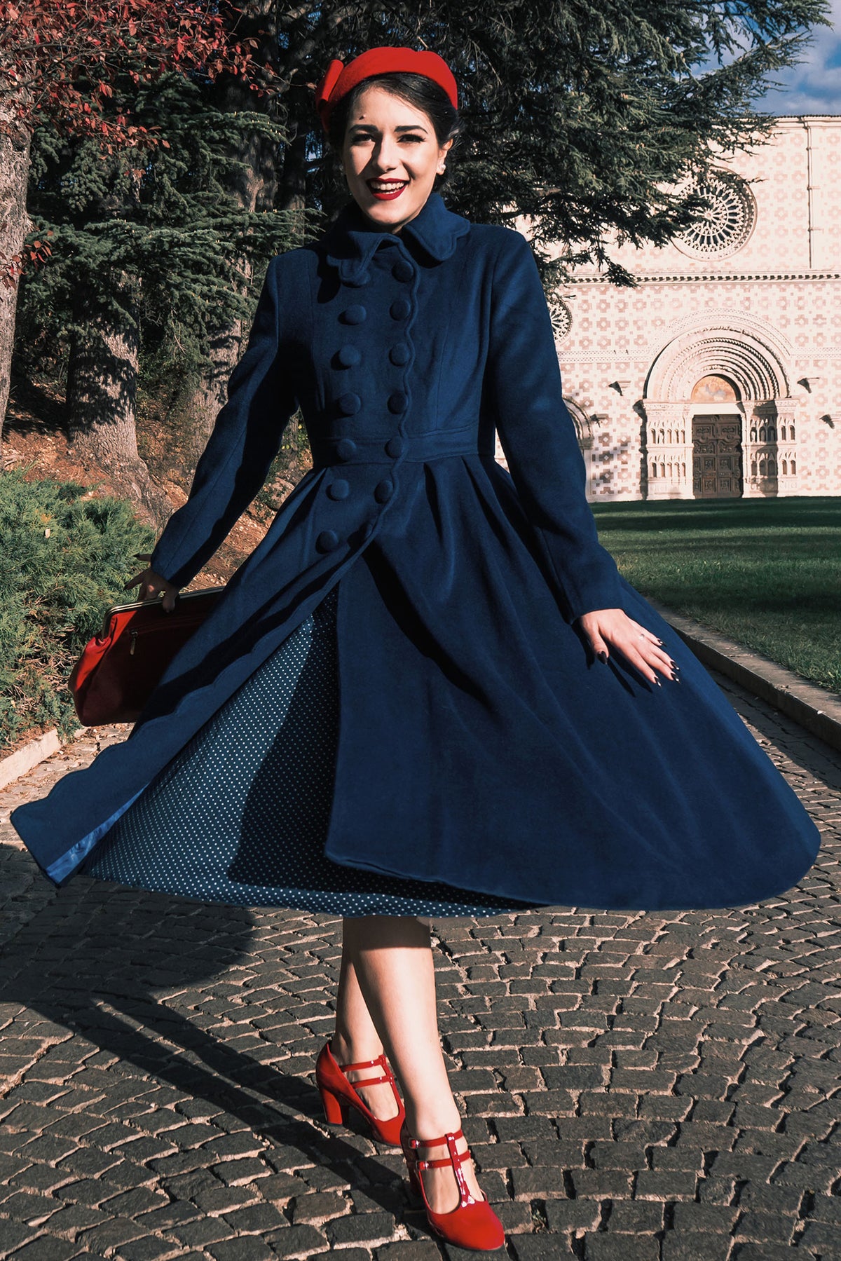 navy blue dress coat Handmade Wool – Vintage Fit & Flare Winter Overcoat Long-Sleeve Mini Swing Dress colour:navy <strong>STEP 2:</strong> Additional Insurance:$17000 Total (+$600.00) 35.5 / 90 cm