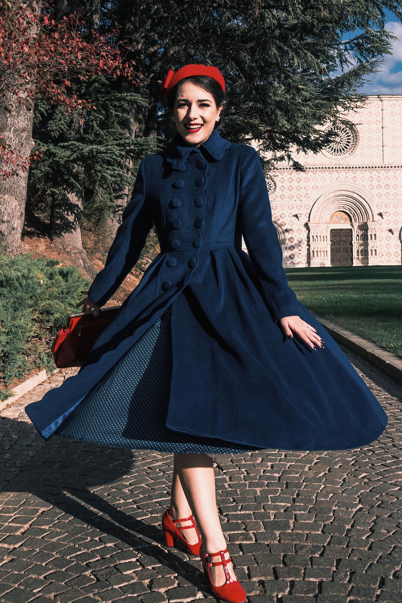 fit and flare dress coat for winter, blue wool coat 1648# – XiaoLizi