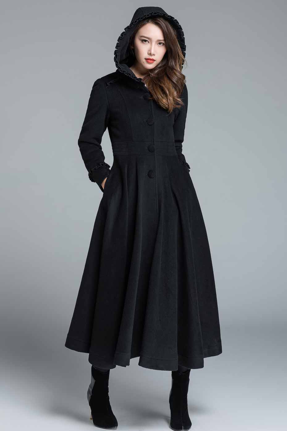 Black wool coat, winter coat, princess coat 1649# – XiaoLizi
