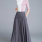Grey swing maxi skrit with button detail front 1661#