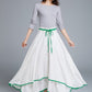 white linen skirt, swing skirt, boho skirt 1675
