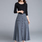 grey skirt, wool skirt, button skirt, midi skirt 1676