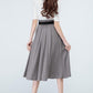 Pleated waist A line midi skirt 1691#