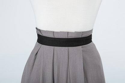 Pleated waist A line midi skirt 1691#