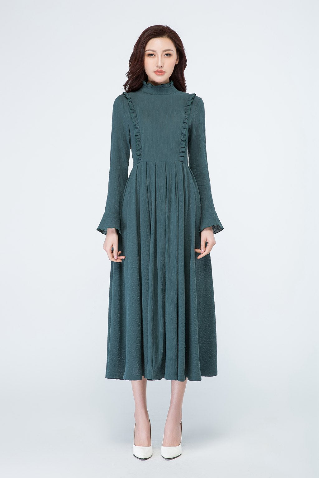 maxi length dress for women with long sleeve 1701
