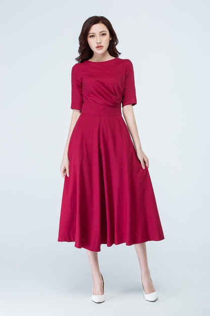 wine red dress