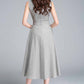 Gray linen fit and flare dress #1761