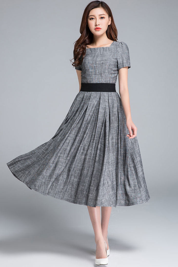 Short sleeve fit and flare maxi dress 1762# – XiaoLizi