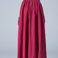 wine red skirt, linen skirt, maxi skirt 1772#