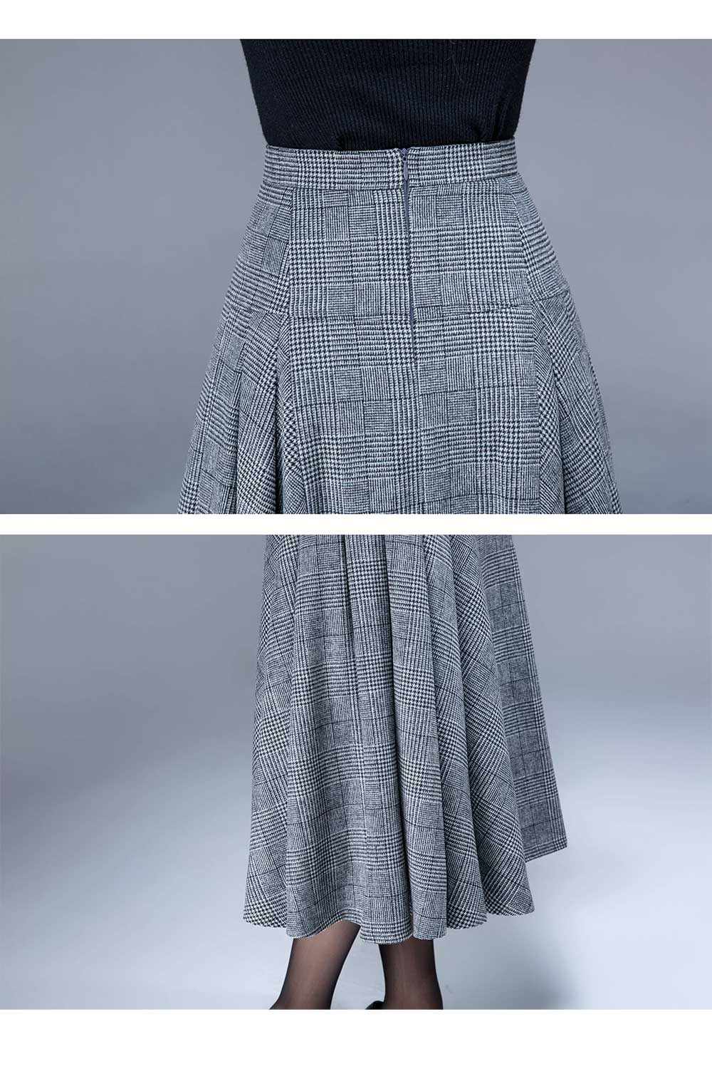 High waisted wool skirt, ladies pleated skirt 1794#
