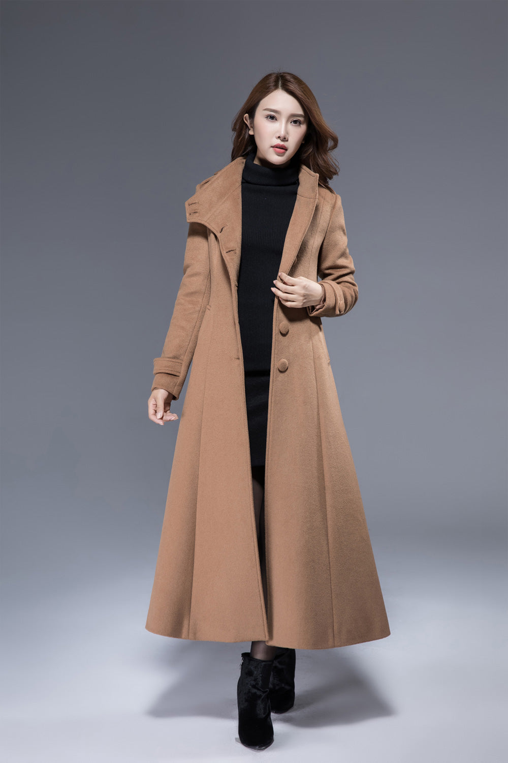 Long Wool Coat, Wool Coat, Asymmetrical Wool Coat, Winter Coat