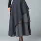 layered maxi wool skirt, Party skirt 1833#