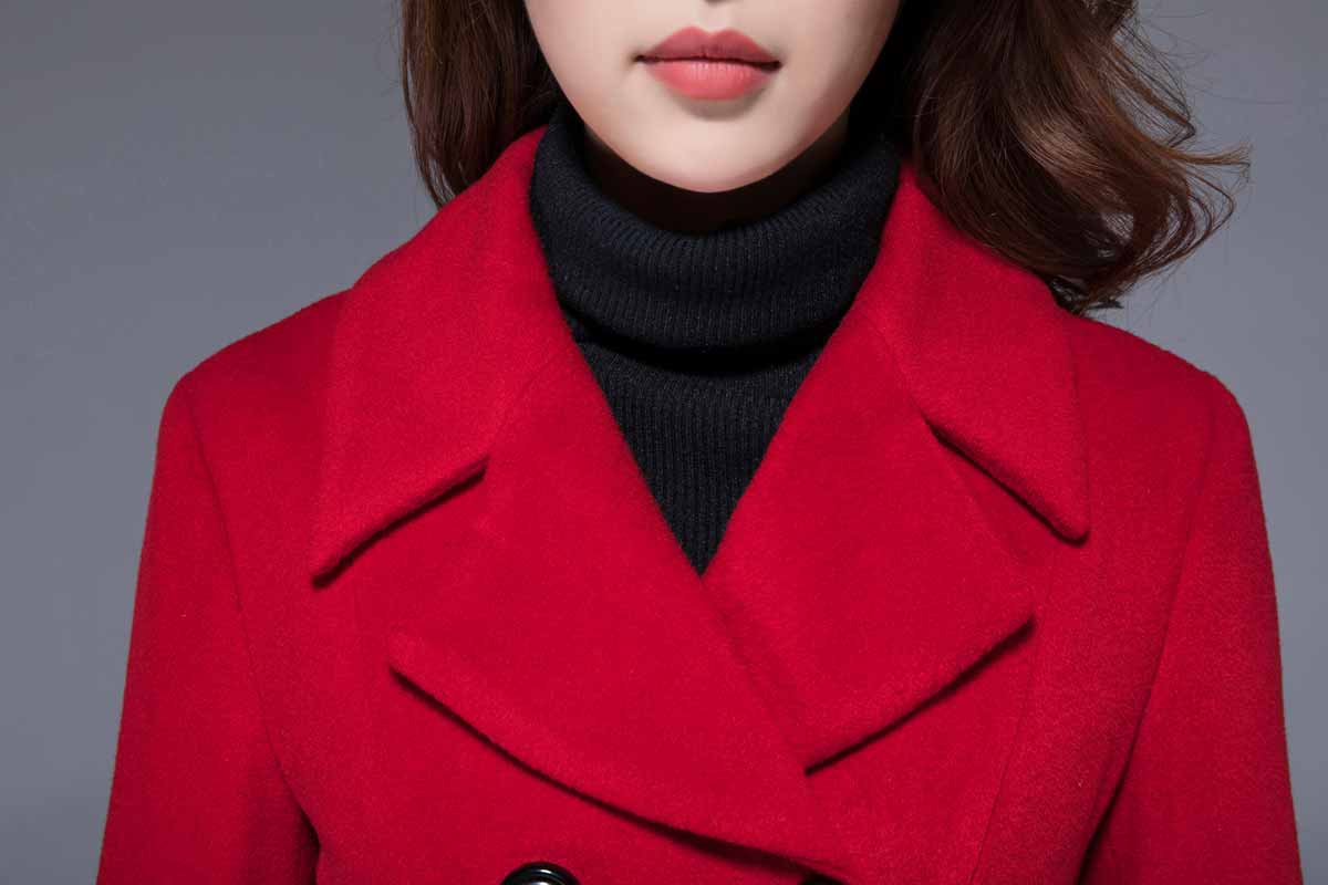 Swing maxi wool coat for winter in Red 1856#