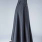 women's vintage pleat maxi wool skirt for winter in grey 1857#