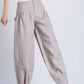 women's casual grey linen baggy pants 1940#