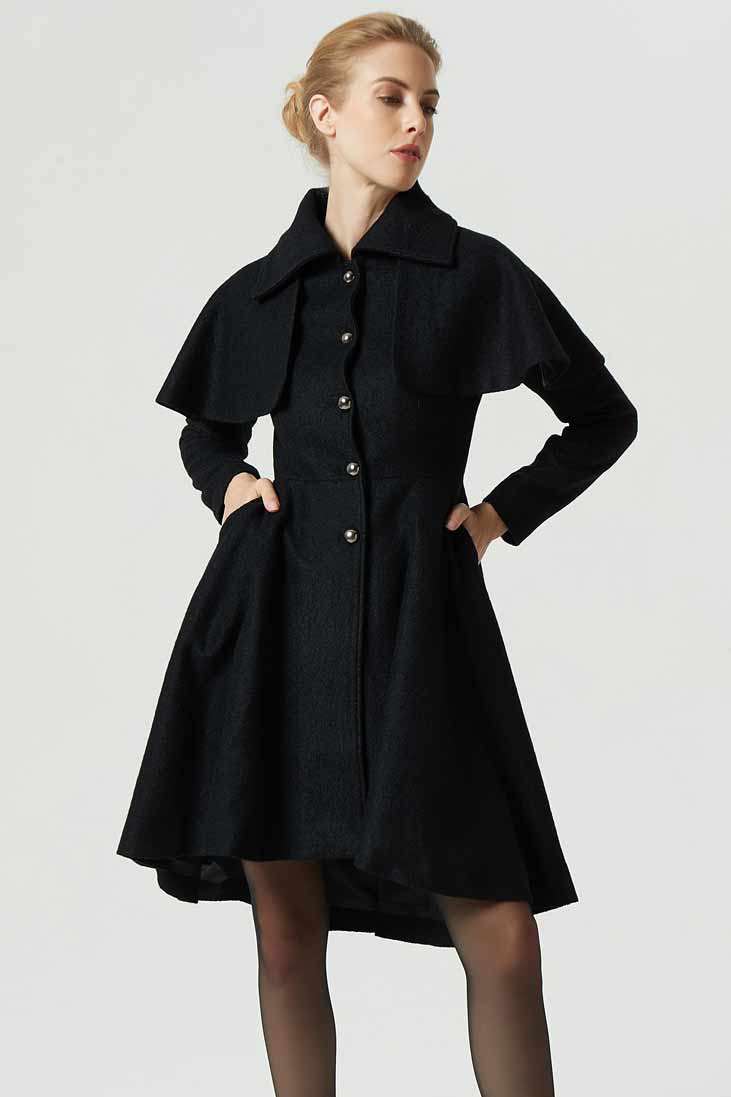 vintage inspired cape coat, red winter capelet coats 1848# – XiaoLizi